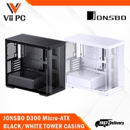 JONSBO D300 Large MATX BLACK/WHITE TOWER CASING - One-piece Glass Panel AO270 Deg View , MATX Back P