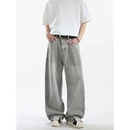 Jies Unisex Loose Fits Wide Leg Hight Waist Jeans - Light Grey 宽松阔腿高腰牛仔裤 D715