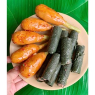Model of patties, model of patties wrapped in lemongrass, lolot leaf patties.