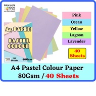 (40's)A4 80gsm Pastel Colour Paper - 40Keping / Light Colour / A4 Lihgt Colour / A4 Colour Paper/ 40