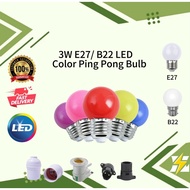 [READY STOCK] HSL 3W E27/B22 LED COLOR PING PONG BULB