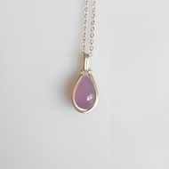 冰種紫玉髓吊墜 天然巴西玉髓項鍊純銀手工吊飾 紫玉髓水滴吊墜