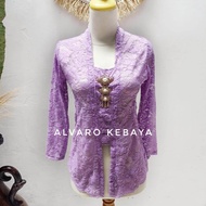 kebaya kutubaru brokat halus ungu lilac strait lengan panjang atasan baju wanita real pict kebaya ja