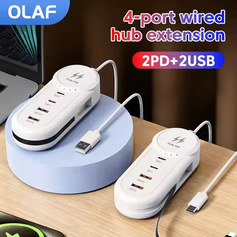 USB Type C Hub USB2.0 Power Adapter 4 Port Multi USB Splitter Hub Type C Wired Hub Extension USB Cha