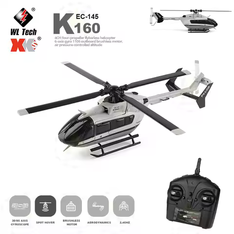 WLtoys K160 RC Helicopter EC-145 3D6G 6-Axis Gyro Brushless 4CH Airplane Simulation Remote Control A
