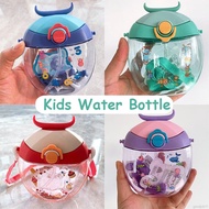 Kids Water Bottle Cute Donut Shape Plastic Water Cup Kids Cup with Straw Kindergarten Drinking Straw Cup