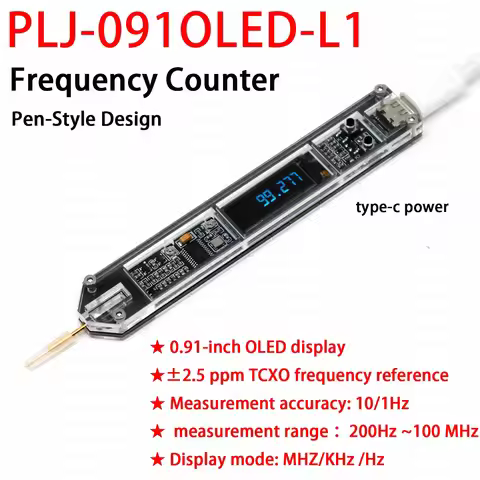 200Hz to 100MHz Pen-Style Frequency METER OLED Display High-Precision Frequency Counter FOR RF Measu