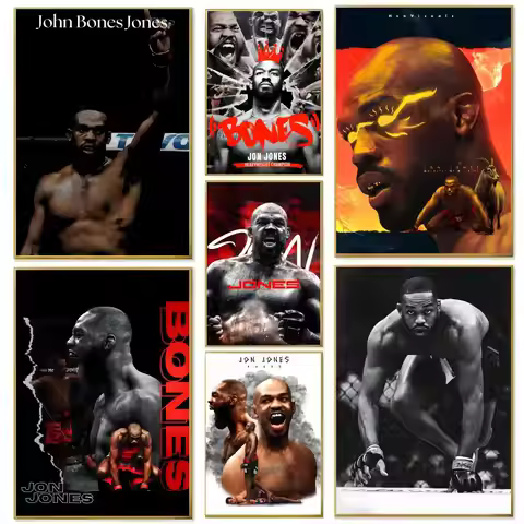 Athlete J-Jon J-Jones Poster posters Self-adhesive Paper Print Home Living Room Bedroom Entrance Bar
