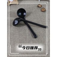 Sudu Hitam Melamin untuk Ramen Ajisen, Sudu Periuk Panas Pedas Pemegang Panjang, Sudu Sup Plastik, S
