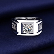 Petchara Jewelry แหวนเพชรโมอีสผู้ชาย 1 กะรัต เงินแท้ S925 น้ำ 100-98 D-VVS1 : F2015