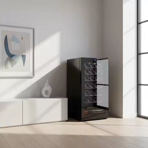 Custom Electric Stainless Steel Wine Fridge 93L 32 Bottles Single Zone Thermoelectric Refrigeration 