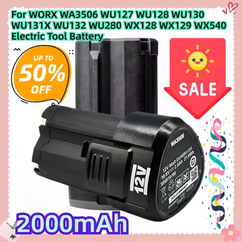12V 2000mAh For WORX 12V WA3506 WU127 WU128 WU130 WU131X WU132 WU280 WX128 WX129 WX540 Electric Tool