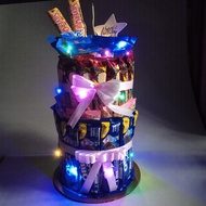 tart snack birthday ulang tahun snack tower birthday - 2 tingkat + lampu led
