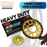 BELANG150 415XER-132L SMS HTM 415 O-RING CHAIN 415 SPROCKET SET BLACK GOLD O RING CHAIN BELANG 150