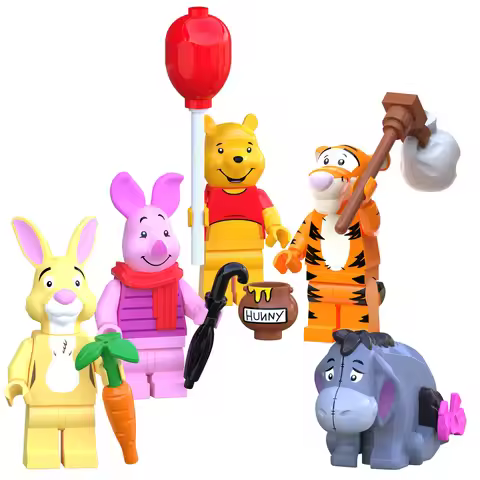 Disney Winnie the Pooh Building Block Figures, Including Winnie the Pooh,Piglet, Rabbit, Eeyore, Tig