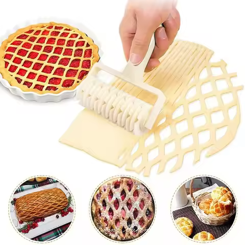 Plastic Lattice Roller Cutter Dough Cutter Pie Pizza Cookies Pull Mesh Wheel Knife Baking Pastry Too