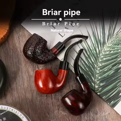 Premium Briar Sherlock Holmes Style Smoking Pipe - 9mm Filter, Handcrafted Solid Wood, Classic Gentl