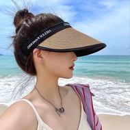Empty top uv sun protection hat women's summer big brim anti UV beach sunshade straw hat cycling face cover sun hat