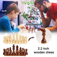 USNOW 32PCS Wooden Chess, Wooden with Protective Pads Word Chess Set, Staunton Education Delicate International Chess Game Chess Board Game