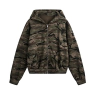 BTBDBEE American Camouflage Hoodie แจ็คเก็ตหลวม Fit Zipper หมวกเสื้อกันหนาว Casual Streetwear สําหรั