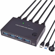 全城熱賣 - KC-KVM201A 2進1出 4K 60HZ HDMI KVM 切換器USB3.0共享器（黑色）