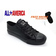 ALL AMERICA PU Leather Black Shoes/ Kasut Hitam Kulit PU ALL AMERICA