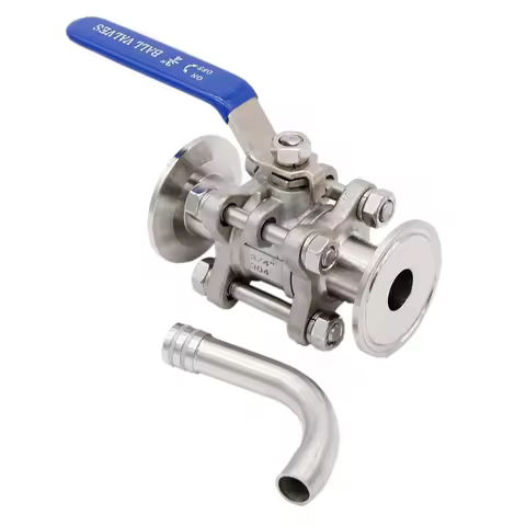 1/1.5"TC Ball Valve & Racking Arm Stainless Steel 304 50.5mm OD Homebrew Kettle/Conical Fermenter Pa