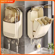 Salvo Wall Mounted Cutlery Storage Box Kitchen Dustproof Chopsticks Holder Fork Spoon Shelf 餐具收纳盒