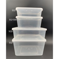 [10pcs] Bekas Plastik Pakai Buang Segi Empat Besar SQ1 SQ5 SQ7 SQ1500 Big Square Disposable Plastic Food Container