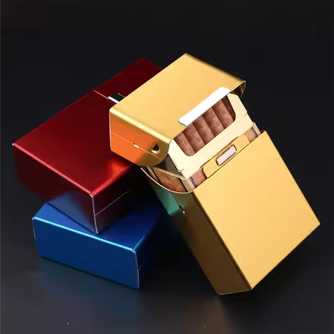 1pc Metal Tobacco Cigarette Case Box Cover Classic Men's Long Cigarettes Case Holder Hard Cigarettes