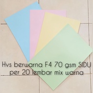 A4, F4 70gsm colored HVS paper, contents 20 sheets, Mix color