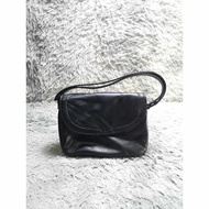 Black Leather Baguette Bag