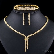 Gold Zircon European and American T0151Wedding Accessories Electroplated Micro Inlaid Bridal Necklac