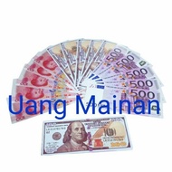 Uang Mainan Anak - Anak Dollar, Euro, Yuan ( 1 Pack Isi 30 Lembar )