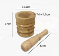 1 Set Lumpang Kayu Tradisional Alat Tumbuk Kayu Lumpang Dan Halu Berbagai Ukuran