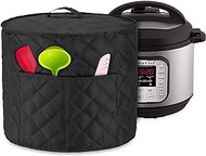 Luxja Dust Cover for 8 Quart Instant Pot, Cloth Cover with Pockets for Instant Pot (8 Quart) and Extra Accessories, Black Quilted Fabric (Large)