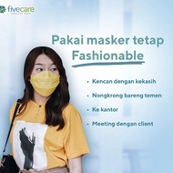 masker fivecare 4d 4ply filter masker medis central alkesindo - kuning