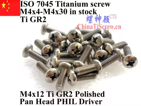 1EA ISO 7045 M4 Titanium screws M4x4 M4x6 M4x8 M4x10 M4x12 M4x14 M4x16 M4x17 M4x20 M4x25 M4x30 Pan H