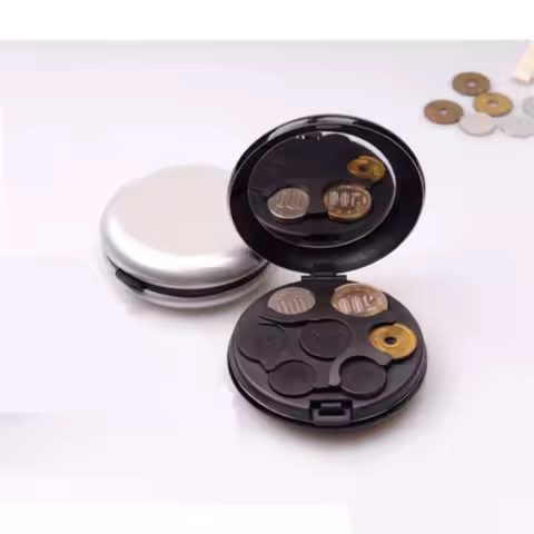 1/2pcs Fashion Creative Mini Euro Coin Storage Box with Mirror Portable Aluminum Alloy Circular Euro