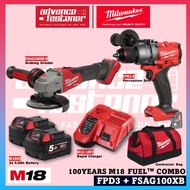 Milwaukee 100 YEARS M18 FUEL™ COMBO KIT ( FPD3 Percussion Drill/Driver / FSAG100XB Braking Angle Grinder )
