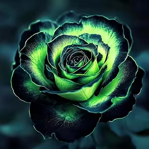 5D Glow in the Dark Black Green Rose Diamond Painting, Full Drill Round/Square Diamond Art Kit,DIY D