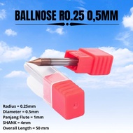 Ms7 Ballnose Diameter 0.5mm HRC55 Carbide 2F R0.25 D0.5 Ball mill 0.5 mm