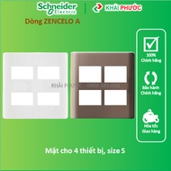 Mask for 4 socket switch devices, white, silver bronze, size S, Zencelo A Schneider A84T04L_WE_G19 A