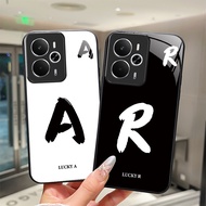 For Realme 14 RMX5070 Tempered Glass Phone Case Realme14 5G Lucky Initial Letter Lens Protective Cas