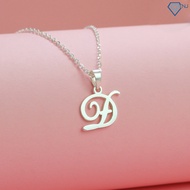 Simple silver letter D necklace for women DCN0603 - TNJ Jewelry