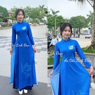 Ao dai printed with women's Union motifs {all sizes S-4x} - Linh Dan Ao Dai