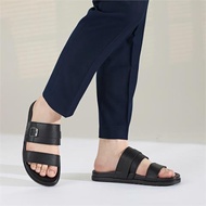 Dép Nam MWC 7910 - Dép Nam 2 Quai Ngang Đính Khóa Vuông Chất Liệu Da Tổng Hợp Bền Đẹp