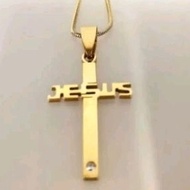 Titanium gold Jesus cross necklace