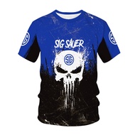 Sig SAUER เสื้อยืด Sig SAUER,เสื้อยืดพิมพ์ลายตลกแขนสั้นเสื้อยืดแนวสตรีทสำหรับผู้ชาย2022ใหม่ปี ET9WG1