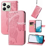 Leather Flip Phone Case For Realme C61 C63 C 63 RealmeC63 4G 2024 Butterfly Texture Casing Card Slot